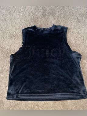 Juicy Couture Black Velvet Sleeveless Logo Tank